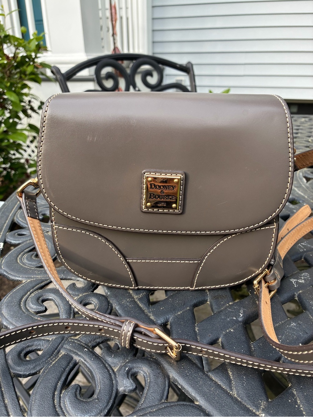 Dooney & Bourke Gray Brown Leather Crossbody Bag